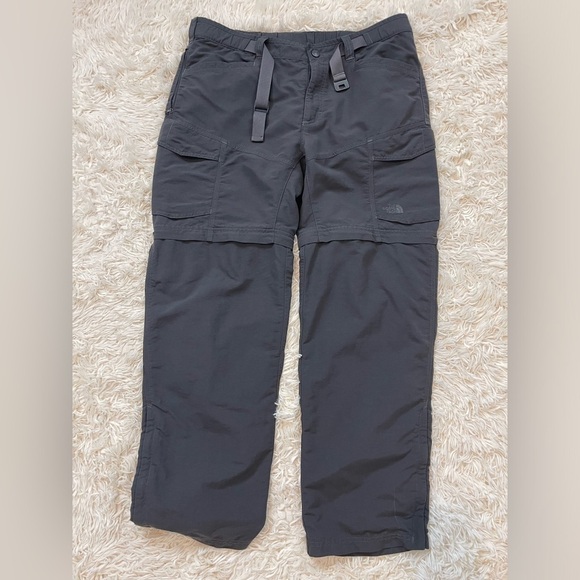 North Face Men Gray Convertible Nylon Belt Buckle Hike Trek Pant SZ L shorts - Picture 1 of 11